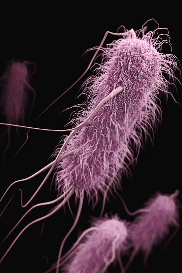 Bacteria under microscopes