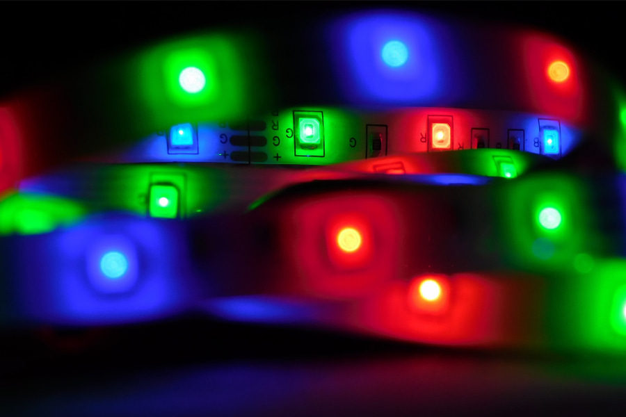 Assorted colored LED strip lights